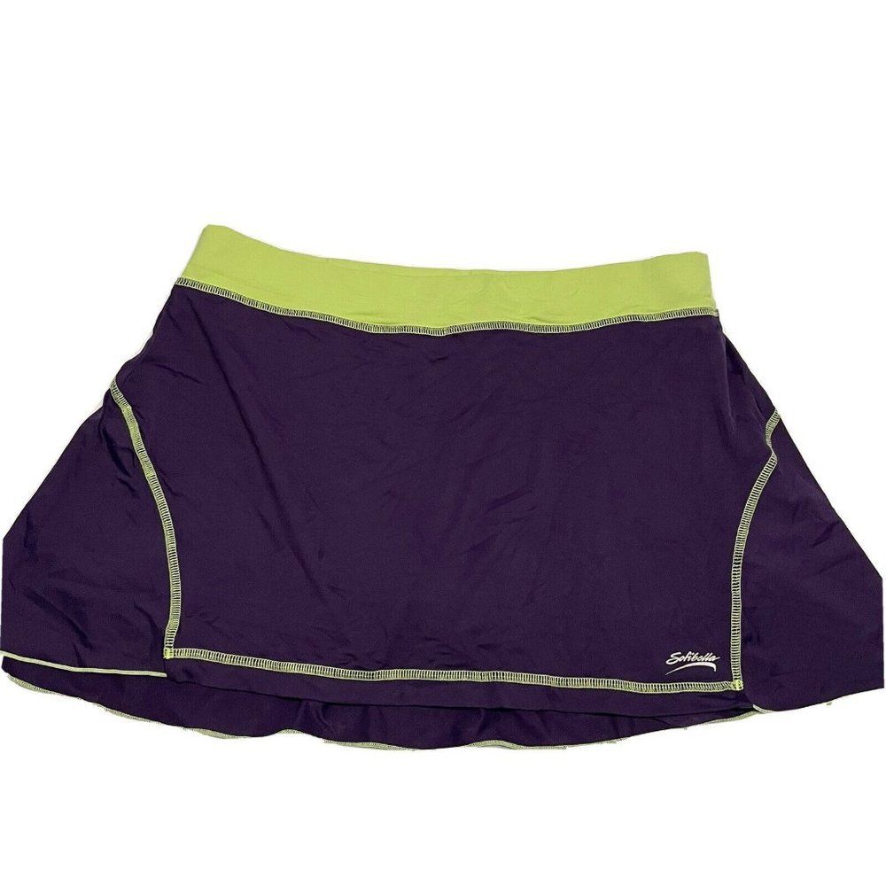 Sofibella Activewear Women Medium Stretch Tennis Golf Skort Pull On Purple Green